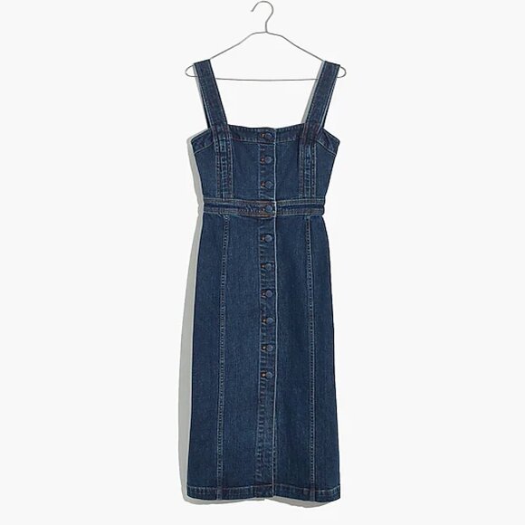 Madewell Denim Covered-Button Dress Size 2 - Picture 2 of 14